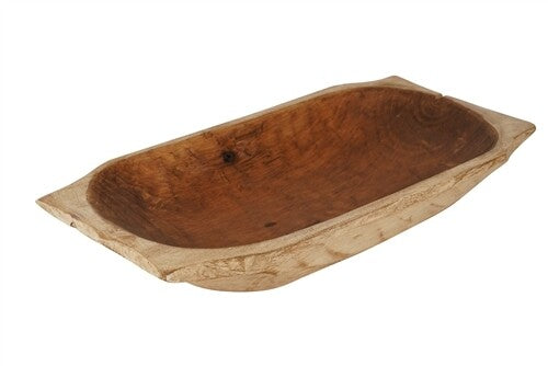 Country Farmhouse Deep Wooden Dough Bowl with Handles | Distressed Color Options