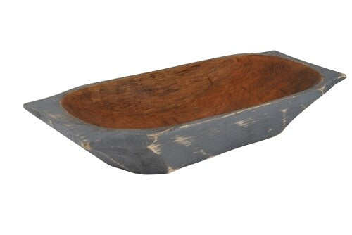 Country Farmhouse Deep Wooden Dough Bowl with Handles | Distressed Color Options