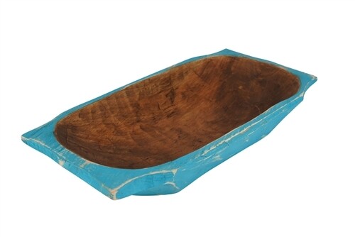 Country Farmhouse Deep Wooden Dough Bowl with Handles | Distressed Color Options