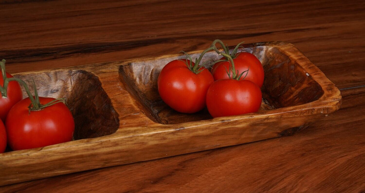 Food-Safe Half Fiesta Baguette Dough Bowl | Handcrafted Wooden Batea