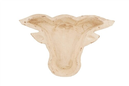Hand-Carved Longhorn Wooden Dough Bowl | Rustic Décor & Gift
