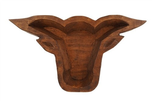 Hand-Carved Longhorn Wooden Dough Bowl | Rustic Décor & Gift