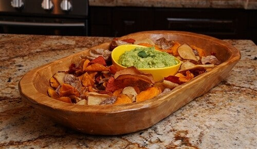 Food-Safe Rustic Wooden Dough Bowl | Handcrafted Primitive Batea & Trencher Serving Bowl