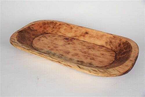 Food-Safe Rustic Wooden Dough Bowl | Handcrafted Primitive Batea & Trencher Serving Bowl
