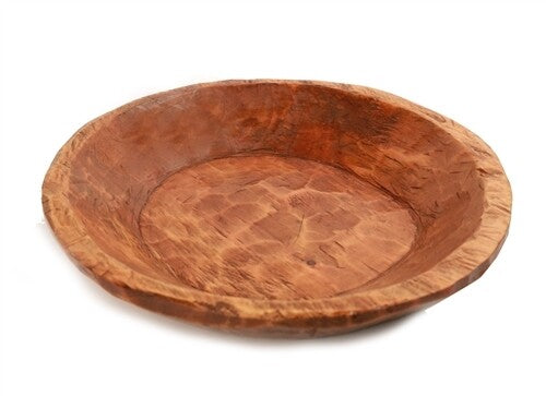 Food-Safe Round Wooden Dough Bowl | Hand-Carved Primitive Batea & Serving Bowl