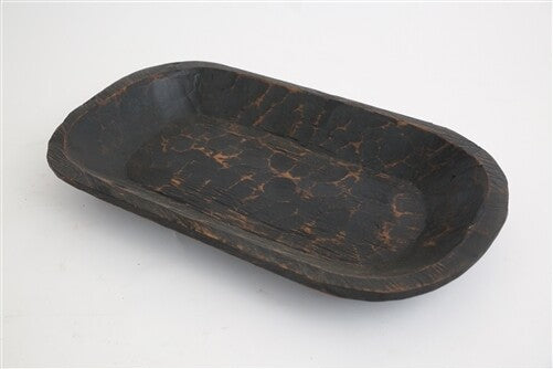 Rustic Waxed Wooden Dough Bowl | Hand-Carved Farmhouse Batea – Various Tones