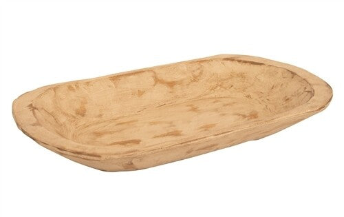 Rustic Waxed Wooden Dough Bowl | Hand-Carved Farmhouse Batea – Various Tones
