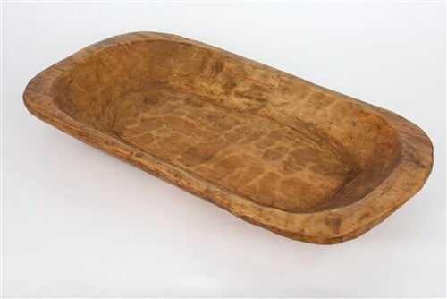 Rustic Waxed Wooden Dough Bowl | Hand-Carved Farmhouse Batea – Various Tones
