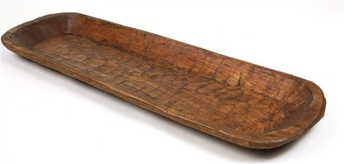 Extra-Long Wooden Dough Bowl | Rustic Hand-Carved Batea